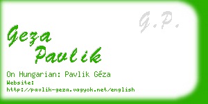 geza pavlik business card